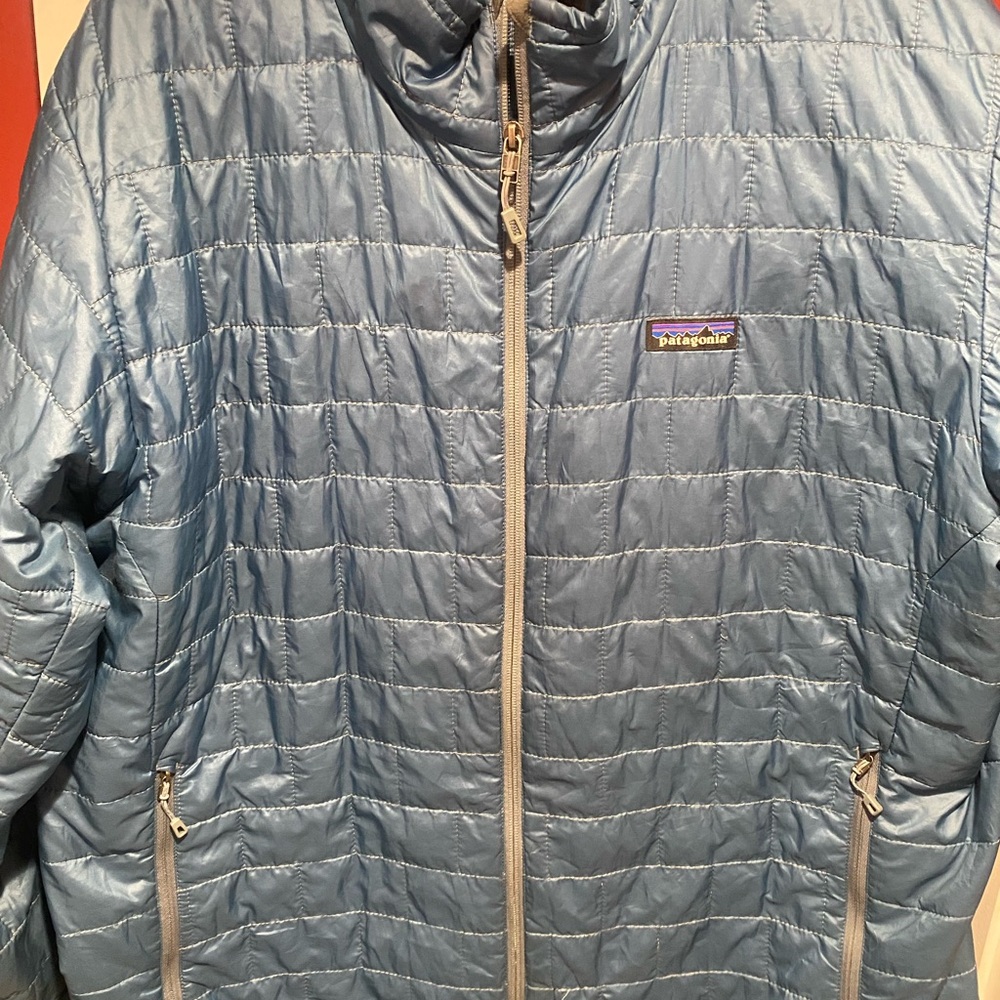 Patagonia Mens Steel Blue Quilted Insulated Puffer Jacket